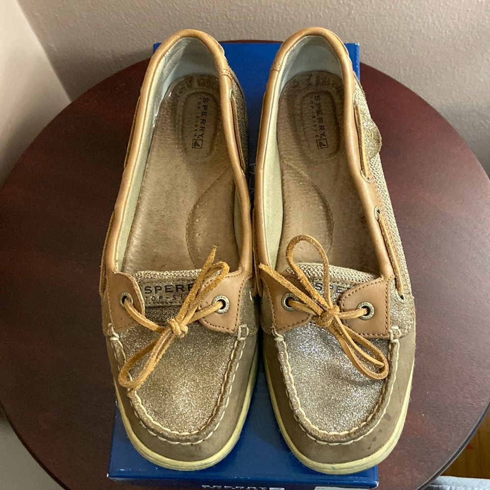 Sperry Top-Sider Angelfish Greige Sparkle slip-on loafer size 8.5